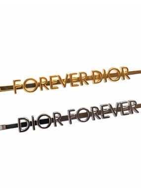 Dior “Dior Forever' Logo Hair Pins - Gold & Silver